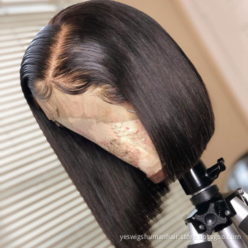 Yeswigs Cheap Straight Short Bob wig Raw Brazilian  Virgin Human Hair Bob Wig Full HD Lace Front Wig human hair For Black Women